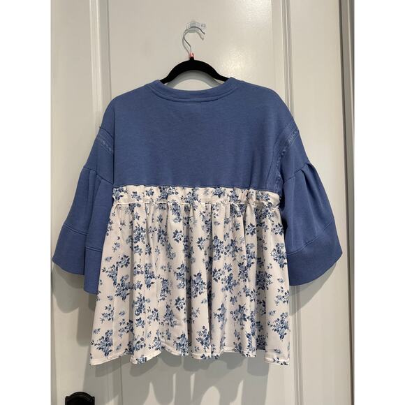 ✨ Shuggie Fierce Upcycled Floral Sweatshirt Tunic – Bell Sleeves | Size S–M ✨ - Picture 10 of 13